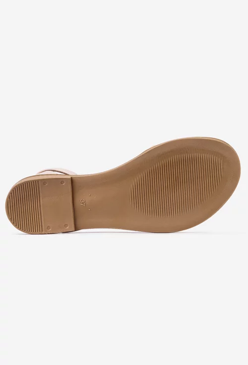 Sandale bej din piele naturala