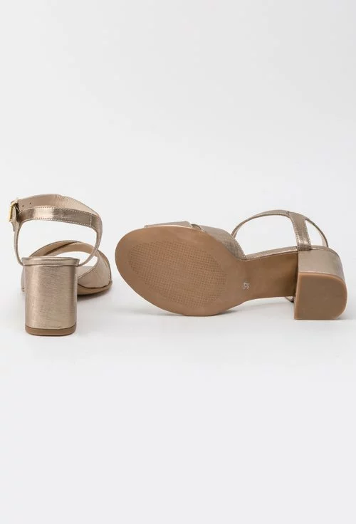 Sandale bronz-aurii din piele naturala Larra