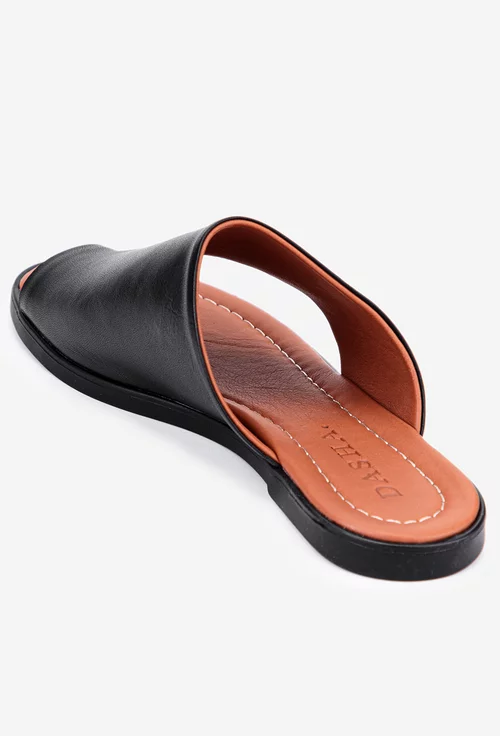Sandale casual negre din piele naturala