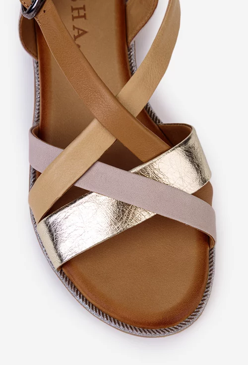 Sandale colorate din piele accesorizate cu sclipici