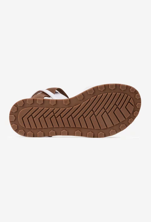 Sandale dama albe din piele cu bareta elastica