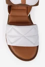 Sandale dama albe din piele cu bareta elastica