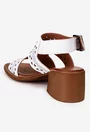 Sandale dama albe din piele cu model perforat