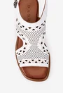 Sandale dama albe din piele cu model perforat