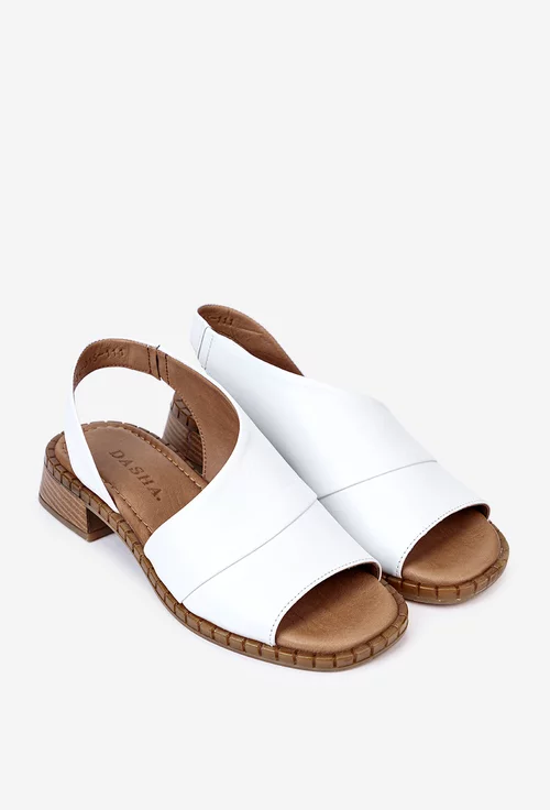 Sandale dama albe din piele naturala
