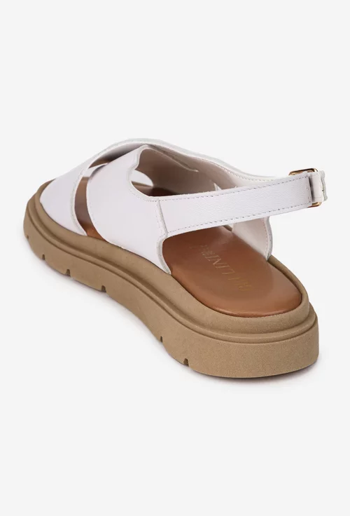 Sandale dama albe din piele naturala