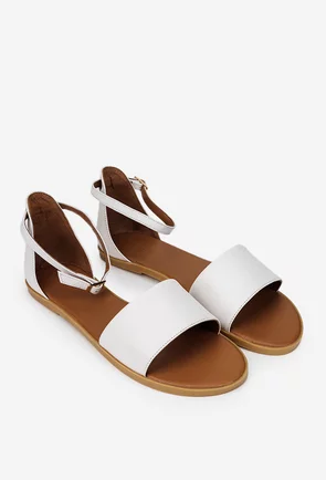 Sandale dama albe din piele naturala