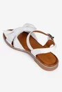 Sandale dama albe din piele naturala accesorizate cu funda