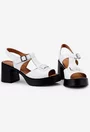 Sandale dama albe din piele naturala cu accesoriu