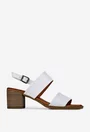 Sandale dama albe din piele naturala cu aspect perforat