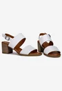 Sandale dama albe din piele naturala cu aspect perforat