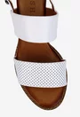 Sandale dama albe din piele naturala cu aspect perforat