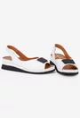 Sandale dama albe din piele naturala cu ornament