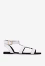 Sandale dama albe din piele naturala cu ornament