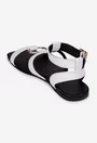 Sandale dama albe din piele naturala cu ornament