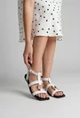 Sandale dama albe din piele naturala cu ornament