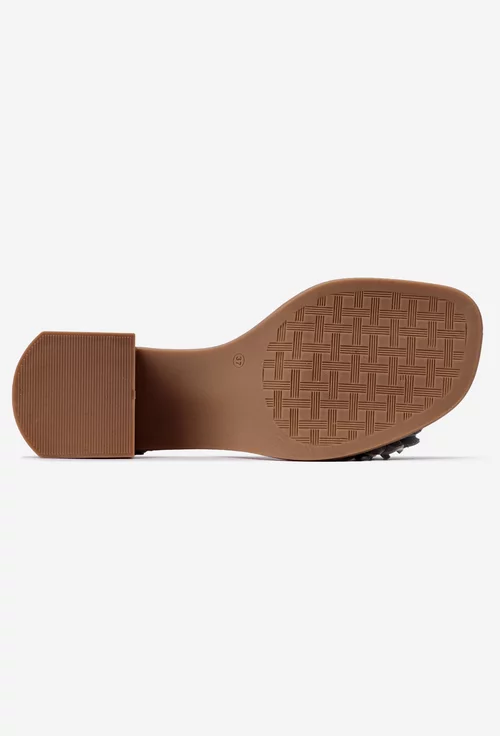 Sandale dama albe NUR din piele cu ornament floare