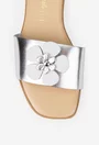 Sandale dama argintii din piele cu ornament model tip papuc