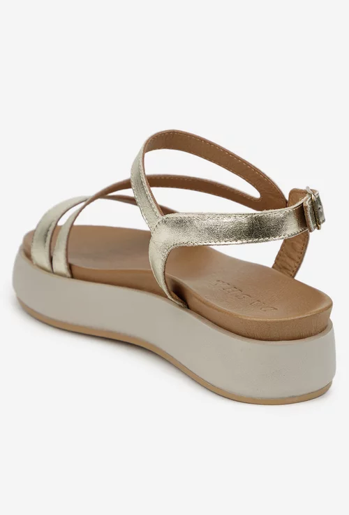 Sandale dama aurii din piele