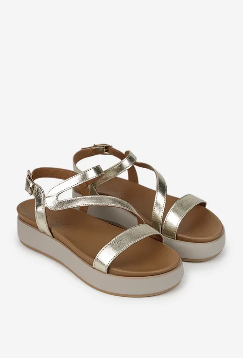 Sandale dama aurii din piele