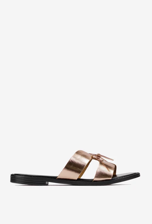 Sandale dama aurii din piele model stil papuc