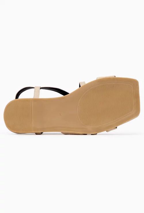 Sandale dama bej din piele intoarsa