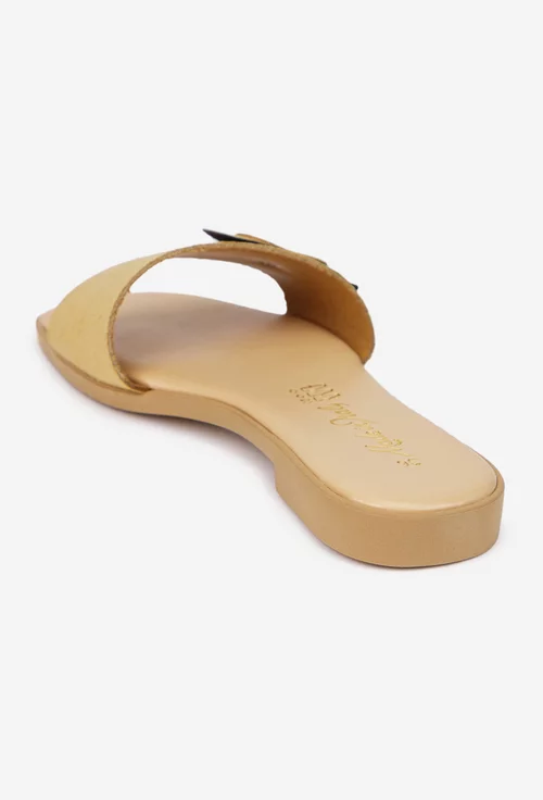 Sandale dama bej din piele intoarsa model stil papuc