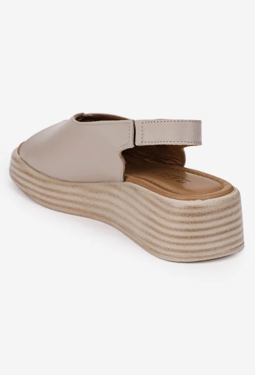 Sandale dama bej din piele naturala