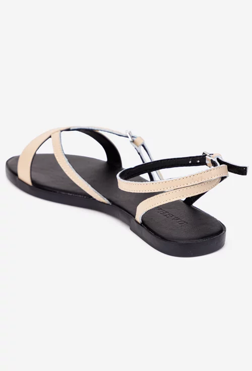 Sandale dama bej din piele naturala cu barete subtiri