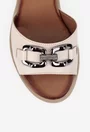 Sandale dama bej din piele naturala cu ornament