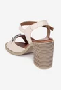 Sandale dama bej din piele naturala cu ornament