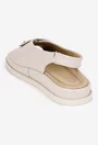Sandale dama bej din piele naturala cu ornament