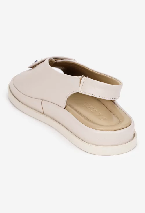 Sandale dama bej din piele naturala cu ornament