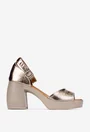 Sandale dama bronz din piele naturala cu platforma