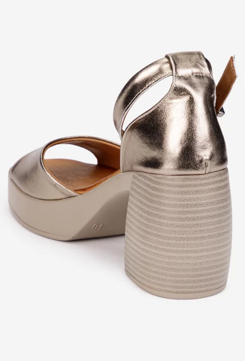 Sandale dama bronz din piele naturala cu platforma