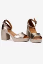 Sandale dama bronz din piele naturala cu platforma