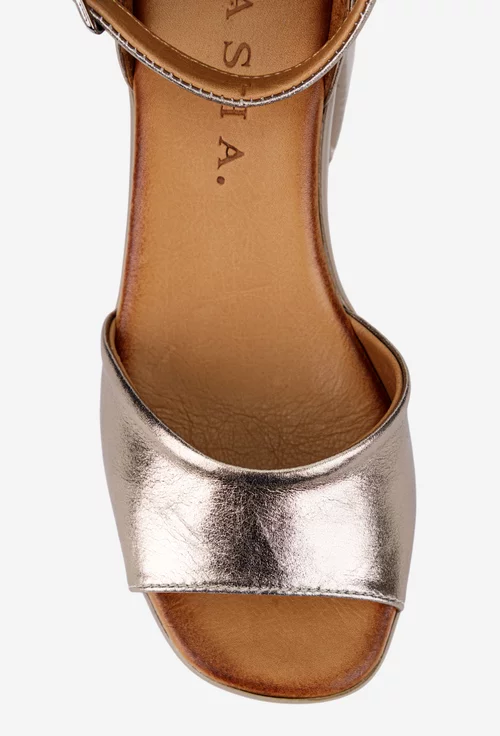 Sandale dama bronz din piele naturala cu platforma