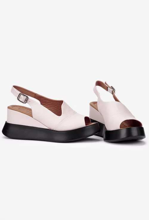 Sandale dama confectionate din piele roz pudra