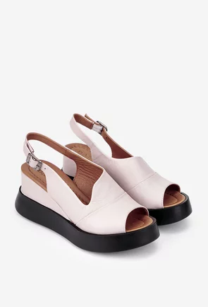 Sandale dama confectionate din piele roz pudra