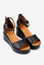 Sandale dama cu platforma confectionate din piele neagra