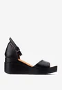 Sandale dama cu platforma confectionate din piele neagra