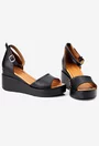 Sandale dama cu platforma confectionate din piele neagra