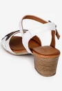Sandale dama din piele alba cu ornament