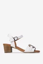 Sandale dama din piele alba cu ornament