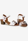 Sandale dama din piele alba cu ornament