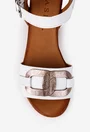 Sandale dama din piele alba cu ornament