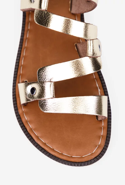 Sandale dama din piele aurie