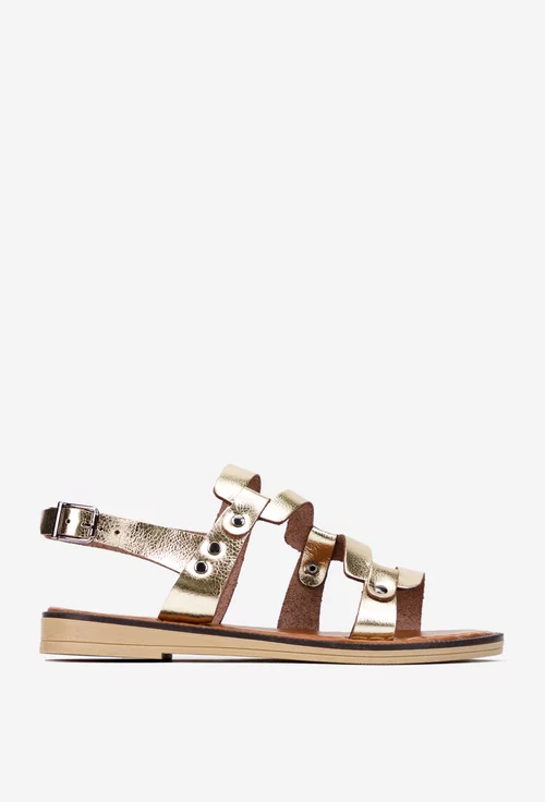 Sandale dama din piele aurie