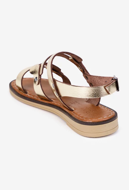 Sandale dama din piele aurie