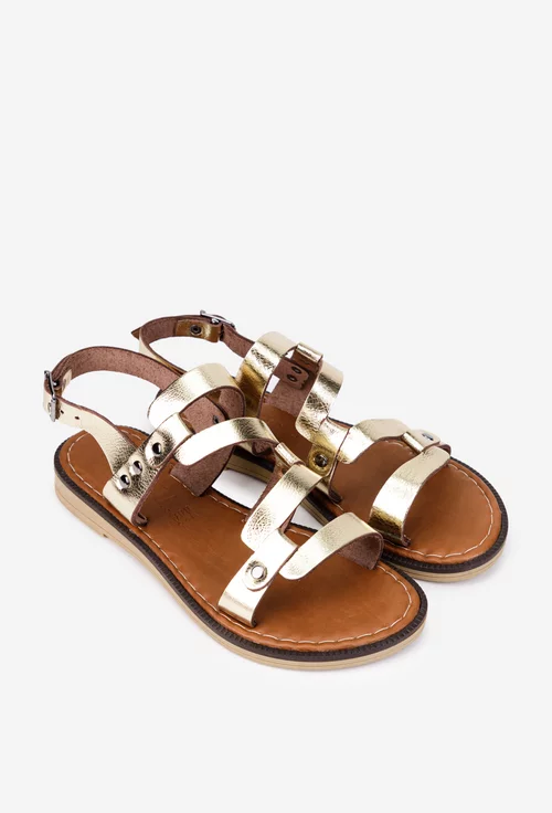 Sandale dama din piele aurie